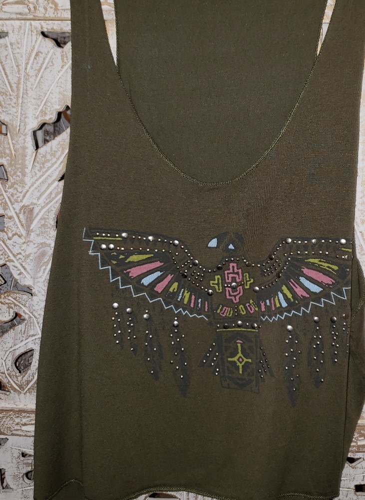 Olive Tank with eagle design